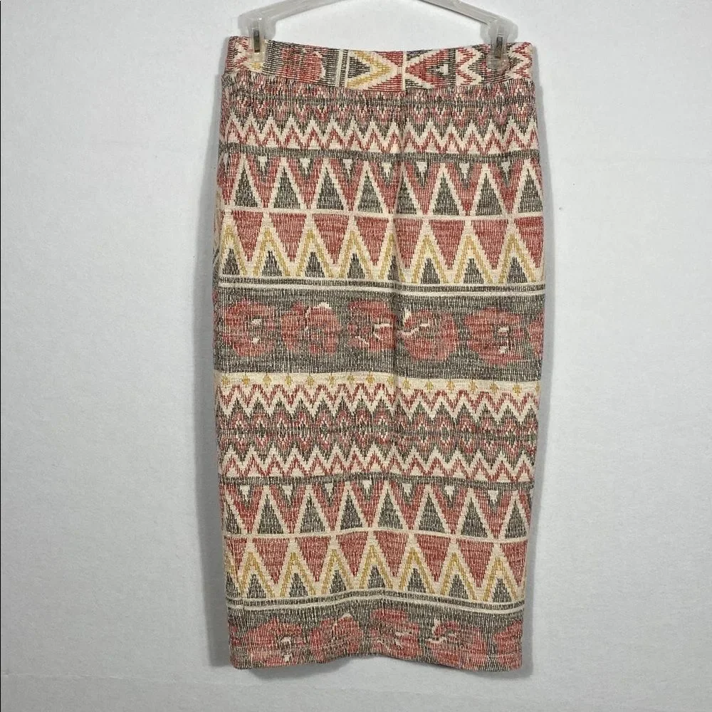 Free People Mendocino Woven Pencil Midi Skirt Southwestern front Slit size small